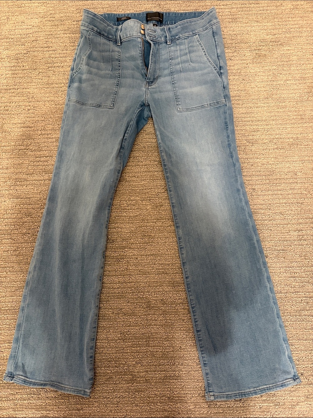 White House Black Market Light Blue Flare Jeans with Front Patch Pockets